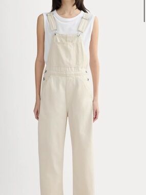 Everlane Cream Wide-Leg Denim Overalls